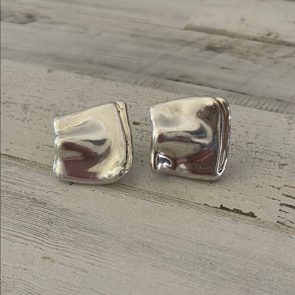 Bat Ami Silver Square Electroform Earrings. - Picture 1 of 4